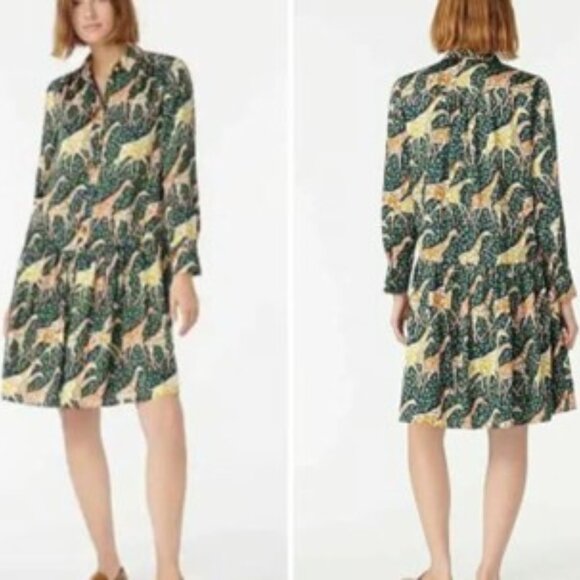 J. Crew Giraffe Novelty Print Long Sleeve Ruffle Dress, XXL, Excellent Condition - Picture 12 of 12